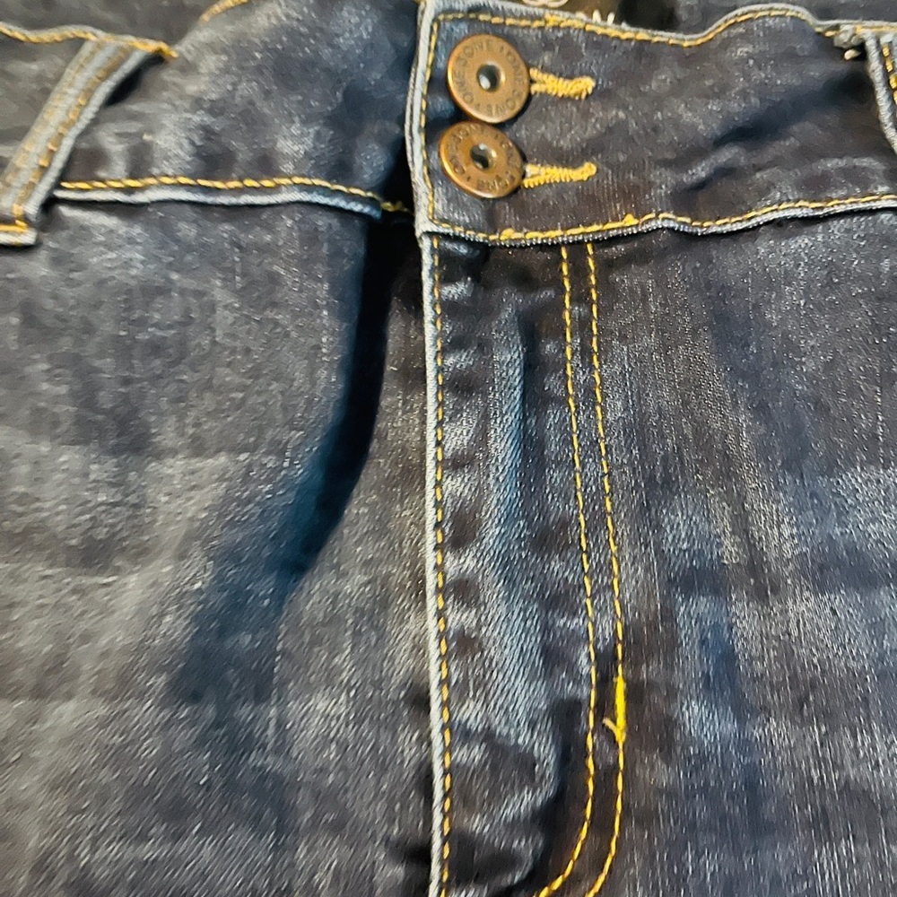 Size 14 one 5 one Dark Blue Distressed Boyfriend Jeans - Picture 3 of 8